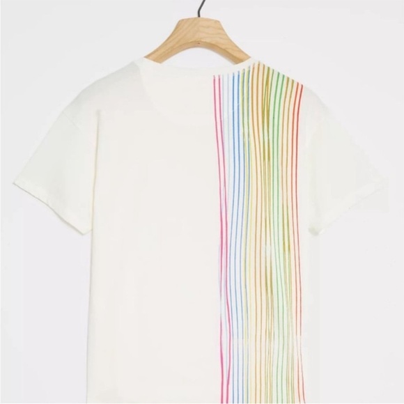 Anthropologie Rainbow Stripe Graphic Cotton Tee – Size Small – Summer Perfect - Picture 2 of 7